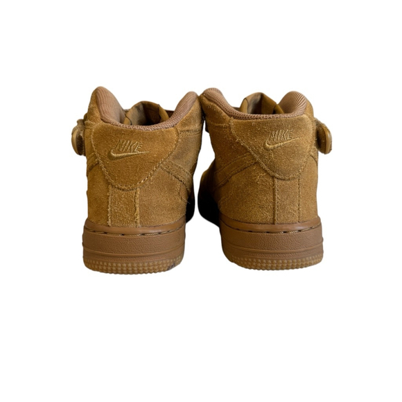Nike Kids Force 1 Mid Wheat Suede Gum Soles [859337-701] Size 2Y​​​​ - Picture 2 of 8
